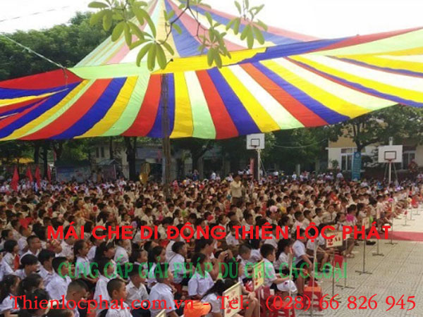 quy trình lắp đặt & báo giá dù che nắng sân trường